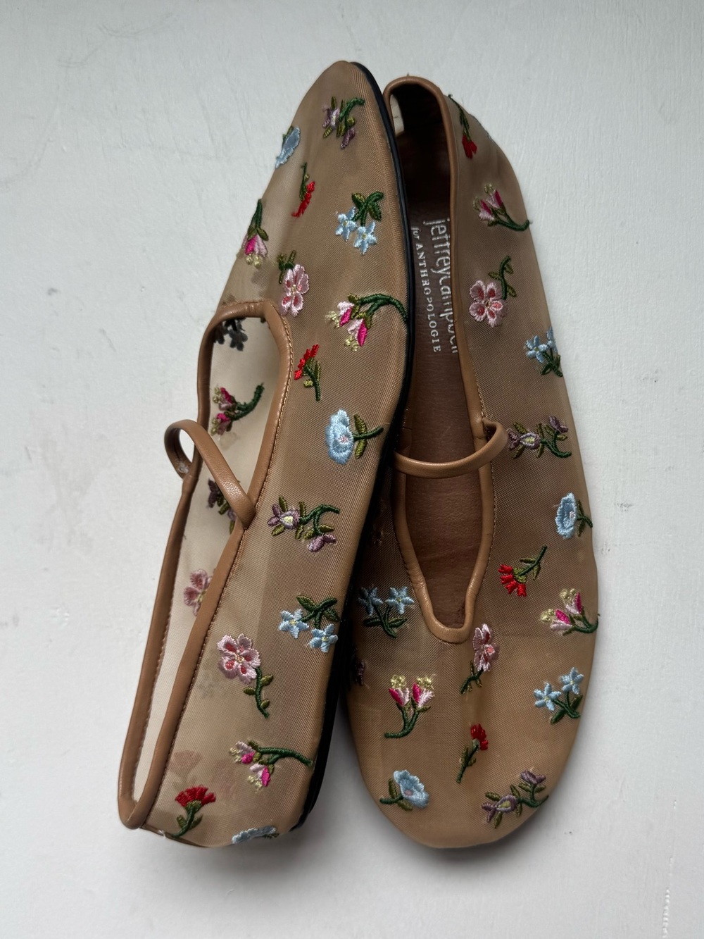 Jeffrey Campbell Dancer Floral Embroidered Mesh Mary Jane Flats - Picture 6 of 13